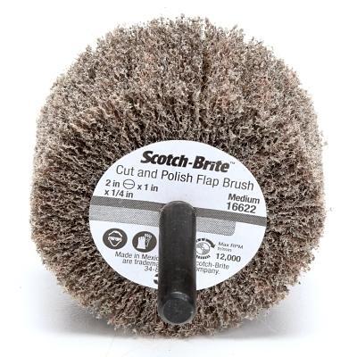 3M™ Scotch-Brite™ Cut and Polish Flap Brush, 3 x 1-3/4 x 1/4 MED Grit  Aluminum Oxide