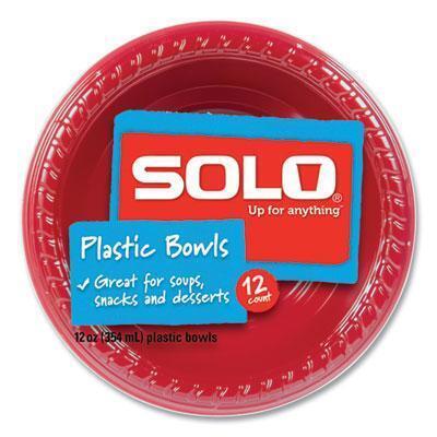SOLO® Party Plastic Premium Dinnerware, Bowl, 12 oz, White, 25/Pack CB12-20202 