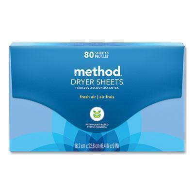 Method® Dryer Sheets, Fresh Air, 80/Box, 6 Boxes/Carton 318048 