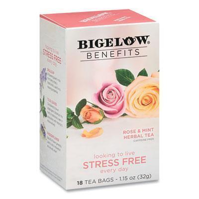 Bigelow® Benefits Rose & Mint Herbal Tea Bags, 0.6 Oz Tea Bag, 18/box RCB01027 