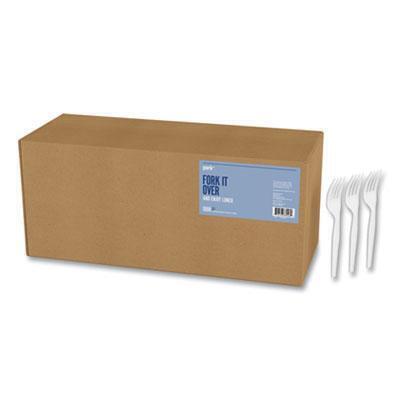 Perk™ Mediumweight Plastic Cutlery, Fork, White, 1,000/pack PK58698/PK56397 