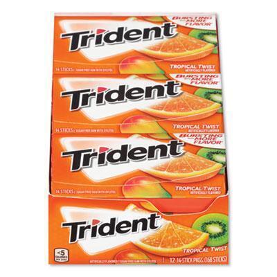 Trident® Sugar-Free Gum, Tropical Twist, 14 Sticks/pack, 12 Packs/box MOZ01110 