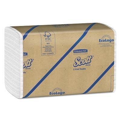 Scott Essential Towels, White, 10.125 in W x 13.15 in L, C-Fold, 200 Sheets per Pack/12 Packs per Case 
