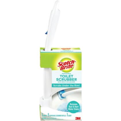 Scotch-Brite Disposable Toilet Scrubber Cleaning System, 1 Wand/ 5 Refill  Sponges