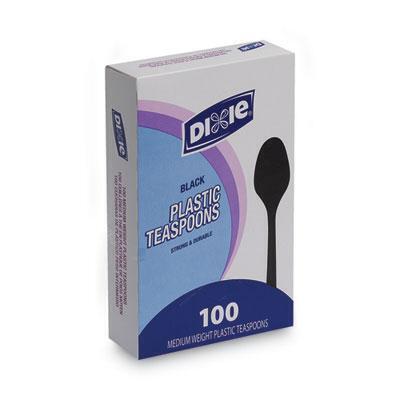 Dixie® Plastic Cutlery, Heavy Mediumweight Teaspoons, Black, 100/box TM507 
