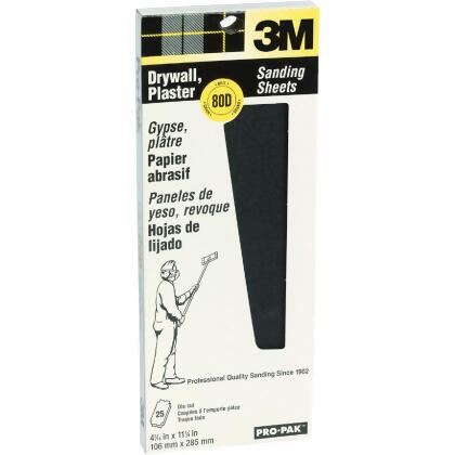 3M 4-3/16 In. x 11-1/4 In. Drywall Sanding Sheets, 80 Grit (25-Pack)  99433NA Pack of 10