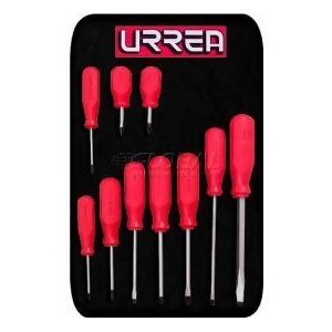 UPC 660731660937 product image for Urrea Red Handled Screwdriver Set Jbu03 Flat Cabinet & Phillips Tip 10 Pieces -  | upcitemdb.com