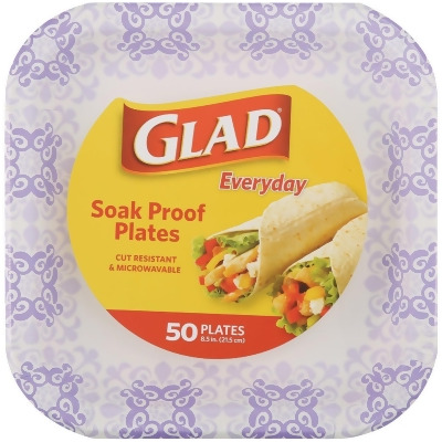 Glad Everyday 8.5 In. Purple Victorian Square Paper Plates (50-Count) BBP0096 