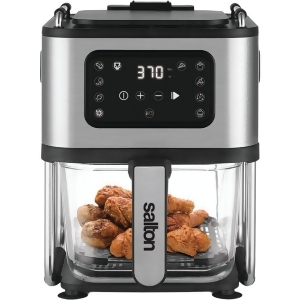 Salton Flip and Cook 3-in-1 Air Fryer  Grill & Dehydrator  Stainless Steel  4.9 Quart  New