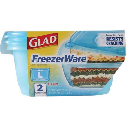 Glad Freezerware 64 Oz. Blue Rectangle Container (2-Pack) BBG15451 