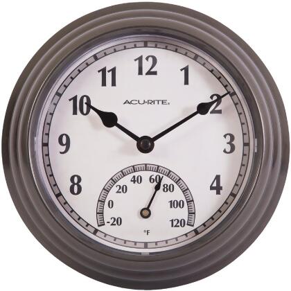 Acurite 8.5 In. Dark Silver Gray Wall Clock/Thermometer 02413A3 