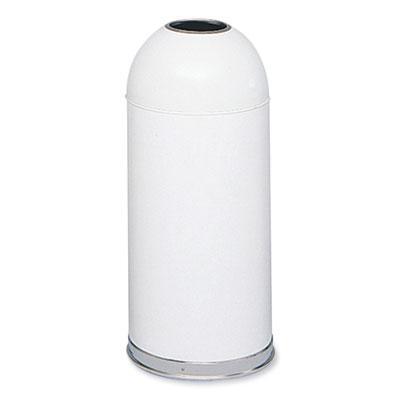 Safco® Open Top Dome Receptacle, 15 gal, Steel, White 9639WH 