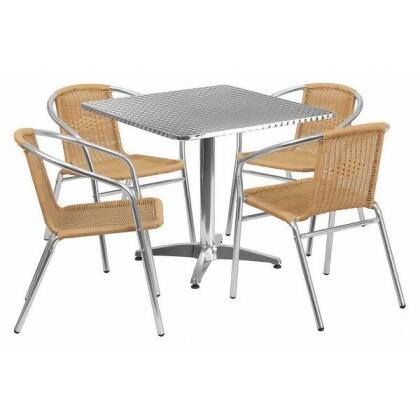 Alum Table Set,Sqr w/4 Bge Chairs,31.5