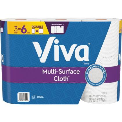 Viva Multi-Surface Cloth Choose-A-Sheet Paper Towels (3 Double Rolls) 55419 