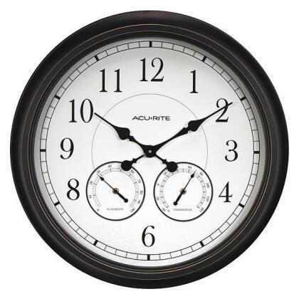 Acurite Wall Clock,Thermomete,Weathered,Black 75473M 
