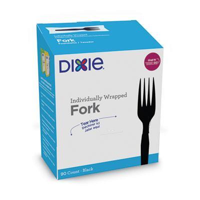 Dixie® Grab'N Go Wrapped Cutlery, Fork, Plastic, Black, 90/Box FM5W540 