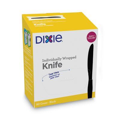 Dixie® Grab'N Go Wrapped Cutlery, Knife, Plastic, Black, 90/Box KM5W540 