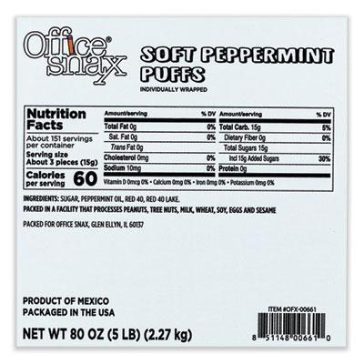 Office Snax® Candy Assortments, Peppermint Puffs Candy, 5 lb Carton 00661 alternate image