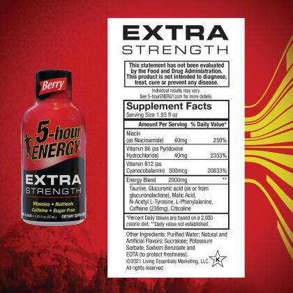 5-hour ENERGY Shot, Extra Strength, Berry, 1.93 oz 507267 Pack of 12 alternate image