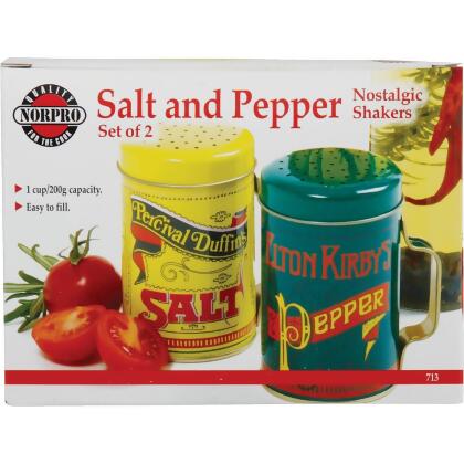 Norpro 10 Oz. Tin Nostalgic Salt & Pepper Shaker Set 713 alternate image