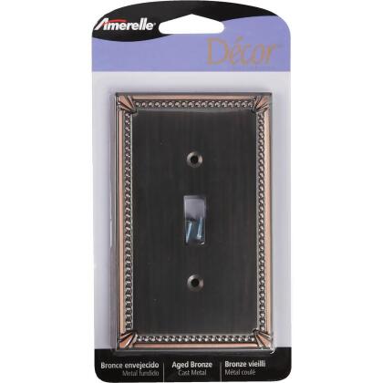 Amerelle Imperial Bead 1-GangCast Metal Toggle Switch Wall Plate, Aged Bronze alternate image