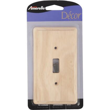 Amerelle 1-Gang Solid Ash Toggle Switch Wall Plate, Unfinished Ash 401T alternate image