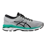 ASICS Women's Gel Kayano 24 Running Shoes - Grey/Black/Green ASICS Women's Gel Kayano 24 Running Shoes - Grey/Black/Green