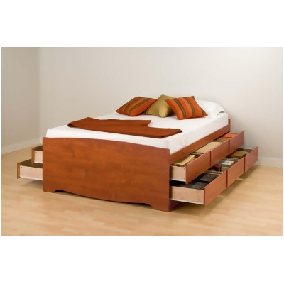 Prepac Cherry Tall Queen Captain S Platform Storage Bed With 12 Prepac Cherry Tall Queen Captain S Platform Storage Bed With 12 Drawers