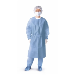 Closed Back Coated Polypropylene Isolation Gowns Blue X-Large Knit Cuff 50 Each / Case - All