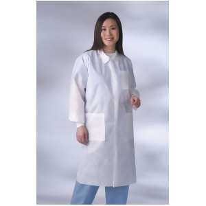 Disposable Knit Cuff / Traditional Collar Multi-Layer Lab Coats White Medium 30 Each / Case 1 Case - All