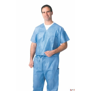 Disposable Scrub Shirts Blue Large 30 Each / Case 1 Case - All