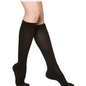 Cushioned Cotton Calf 20-30 mmHg Large Short Closed Toe Black - All