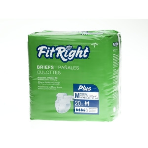 Medline FitRight Plus Briefs Medium 20 count Pack of 4 - All