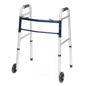 2 Button Folding Walker with Wheels Traditional Grey - All