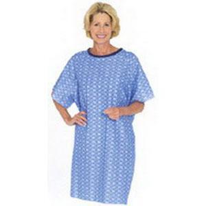 Tieback Patient Gown Blue Plaid One Size - All