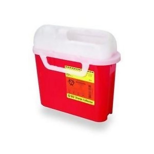 Multi-purpose Sharps Container 1-Piece 10.75H X 10.75W X 4D Inch 5.4 Quart Translucent Base Horizontal Entry Lid Case of 12 - All