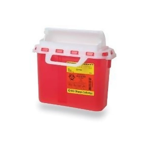 Multi-purpose Sharps Container 1-Piece 10.75H X 10.75W X 4D Inch 5.4 Quart Red Base Horizontal Entry Lid Case of 12 - All