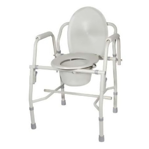 Drive Medical Steel Drop Arm Bedside Commode with Padded Arms - All