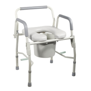 Drive Medical Steel Drop Arm Bedside Commode with Padded Seat Arms - All