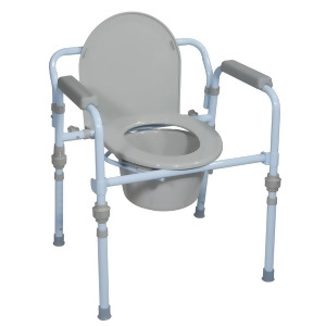 Drive Medical Folding Bedside Commode with Bucket and Splash Guard - All