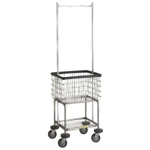 Deluxe Elevated Laundry Cart w/ Double Pole Rack - All