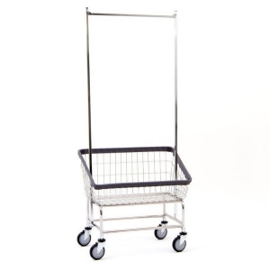 Large Capacity Front Load Laundry Cart w/Double Pole Rack - All