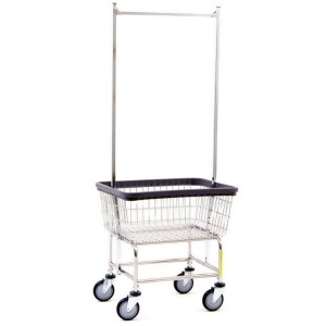 Narrow Laundry Cart w/ Double Pole Rack - All