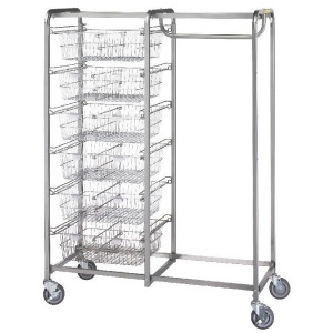 R B Wire Products 1014 Six Basket/Garment Hanger Resident Item Cart - All