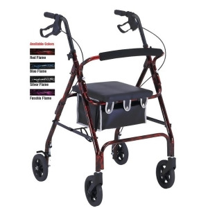 Flame Finish Aluminum Rollator with Loop Brakes Color Red 1 Each / Each - All