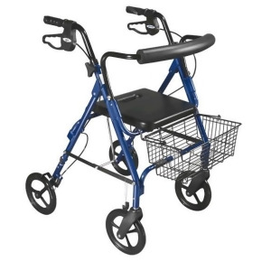 Drive Medical DLite Lightweight Walker Rollator with 8 Wheels and Loop Brakes Blue - All