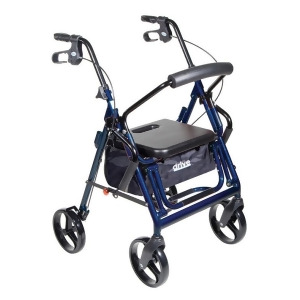 Drive Medical Duet Dual Function Transport Wheelchair Walker Rollator Blue - All