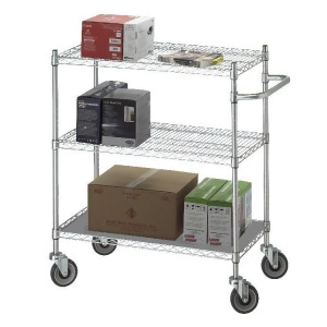R B Wire Products Uc1848sol Linen Cart 18x48x42 w/Solid Bottom 16 gauge Chrome Plated Shelf - All