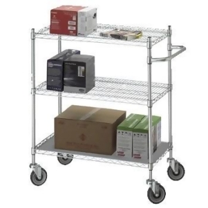 R B Wire Products Uc2436sol Linen Cart 24x36x42 w/Solid Bottom 16 gauge Chrome Plated Shelf - All