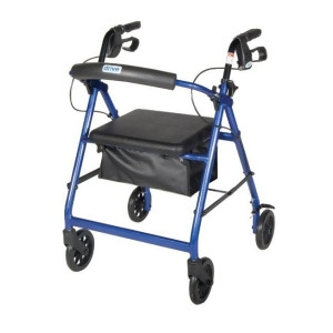 Drive Medical Walker Rollator with 6 Wheels Fold Up Removable Back Support and Padded Seat Black - All